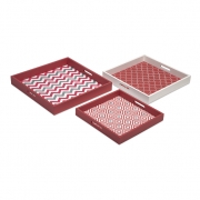 Essentials Graphic Melon Sorbet Trays - Set of 3