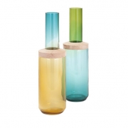 Alondra Glass and Wood Vases - Ast 2