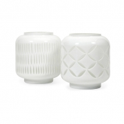 Warner White Cut Glass Jars - Ast 2