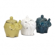 Auden Ceramic Elephant Canisters - Ast 3