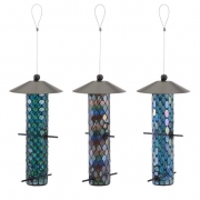 Joliet Mosaic Glass Bird Feeders - Ast 3