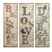 Viscaria Dream Believe Love Wall Decor - Ast 3