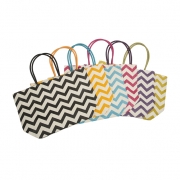 BTQ Chevron Pattern Straw Bag - Ast 6