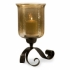 View Large Scroll Base Hurricane with Brown Luster Glass